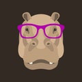 Hippo face in glasses vector illustration flat style