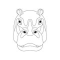 hippo face vector illustration front side line