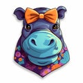 Colorful Hippopotamus Sticker In 2d Game Art Style