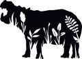 Hippo - Floral Animals Vector, Cut Stencil, Laser Cut Royalty Free Stock Photo
