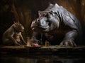 Hippo and Giant Tortoise Royalty Free Stock Photo