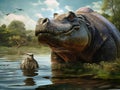 Hippo and Giant Tortoise Royalty Free Stock Photo