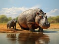 Hippo and Giant Tortoise Royalty Free Stock Photo