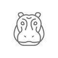 Hippo glyph, river-horse, hippopotamus line icon.