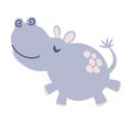 Happy cartoon hippopotamus. Hand draw hippo. Perfect for kids, prints and posters.