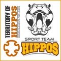 Hippo head - sport team. Mascot vector illustration
