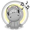 Hippo with headphones