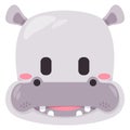 Hippo hippopotamus face mask illustration smile head wild animal smile and shape design cartoon flat kids children drawing