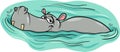 Hippo or hippopotamus in river cartoon