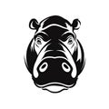 Hippo Icon, Hippopotamus Portrait, Minimal Hippo Icon