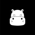 Hippo icon isolated on black background