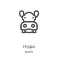 hippo icon vector from wildlife collection. Thin line hippo outline icon vector illustration. Linear symbol for use on web and