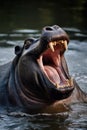 a hippo with its mouth open in water Royalty Free Stock Photo