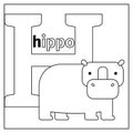 Hippo, letter H coloring page Royalty Free Stock Photo