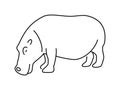 Hippo linear vector icon. Isolated outline of an hippopotamus on a white background. Hippo drawing