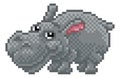 Hippo Pixel Art Safari Animal Video Game Cartoon