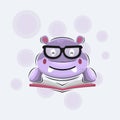 Hippo reading book mascot cartoon vector Royalty Free Stock Photo