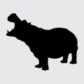 Hippo Silhouette, Hippo Isolated On White Background