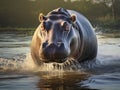 Ai Generated illustration Wildlife Concept of Hippo South Africa