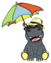 Hippo with umbrella