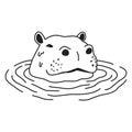 Hippo vector hippopotamus icon logo swim cartoon doodle illustration Royalty Free Stock Photo