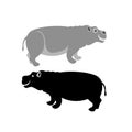 Hippo vector illustration style Flat set