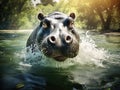 Hippo in water