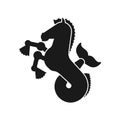 Hippocampus Heraldic animal silhouette. Sea horse with fishtail