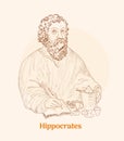 Hippocrates 460-370 BC portrait in line art illustration Royalty Free Stock Photo