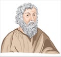 Hippocrates 460-370 BC portrait in line art illustration.hip Royalty Free Stock Photo
