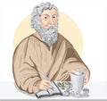 Hippocrates 460-370 BC portrait in line art illustration.hip Royalty Free Stock Photo