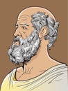 Hippocrates cartoon style portrait, vector