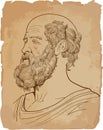 Hippocrates line art portrait, vector