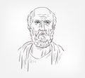 Hippocrates of Kos Greek famous physician medical scientist vector sketch illustration