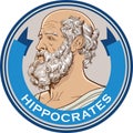 Hippocrates line art portrait, vector