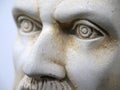 Hippocratic bust portrait, sculpture face close up