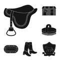 Hippodrome and horse black icons in set collection for design. Horse Racing and Equipment vector symbol stock web Royalty Free Stock Photo