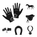 Hippodrome and horse black icons in set collection for design. Horse Racing and Equipment vector symbol stock web Royalty Free Stock Photo