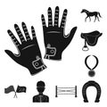 Hippodrome and horse black icons in set collection for design. Horse Racing and Equipment vector symbol stock web Royalty Free Stock Photo