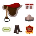 Hippodrome and horse cartoon icons in set collection for design. Horse Racing and Equipment vector symbol stock web Royalty Free Stock Photo