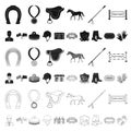 Hippodrome and horse cartoon icons in set collection for design. Horse Racing and Equipment vector symbol stock web Royalty Free Stock Photo