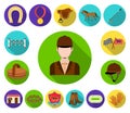 Hippodrome and horse flat icons in set collection for design. Horse Racing and Equipment vector symbol stock web Royalty Free Stock Photo