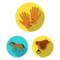 Hippodrome and horse flat icons in set collection for design. Horse Racing and Equipment vector symbol stock web Royalty Free Stock Photo