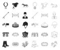 Hippodrome and horse mono,outline icons in set collection for design. Horse Racing and Equipment vector symbol stock web Royalty Free Stock Photo