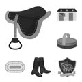Hippodrome and horse monochrome icons in set collection for design. Horse Racing and Equipment vector symbol stock web Royalty Free Stock Photo