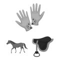 Hippodrome and horse monochrome icons in set collection for design. Horse Racing and Equipment vector symbol stock web Royalty Free Stock Photo