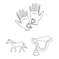 Hippodrome and horse outline icons in set collection for design. Horse Racing and Equipment vector symbol stock web Royalty Free Stock Photo