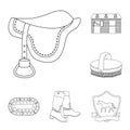 Hippodrome and horse outline icons in set collection for design. Horse Racing and Equipment vector symbol stock web Royalty Free Stock Photo