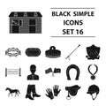 Hippodrome and horse set icons in black style. Big collection of hippodrome and horse vector symbol stock illustration Royalty Free Stock Photo