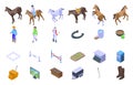 Hippodrome icons set isometric vector. Horse track Royalty Free Stock Photo